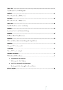 Inhaltsverzeichnis: MAV-Praxis, Kapitelübersichten, Gesetzestexte, Schulungen, Beratung, Platz für Notizen